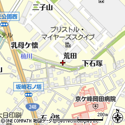 愛知県幸田町（額田郡）坂崎（荒田）周辺の地図