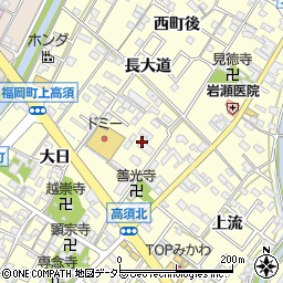 愛知県岡崎市福岡町（西後田）周辺の地図
