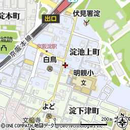京都淀池上郵便局周辺の地図