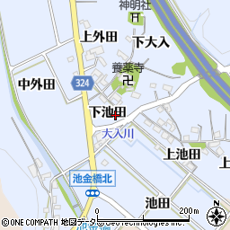 愛知県岡崎市池金町下池田周辺の地図