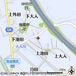 愛知県岡崎市池金町下大入26周辺の地図