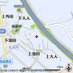 愛知県岡崎市池金町下大入周辺の地図