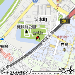 淀城跡周辺の地図