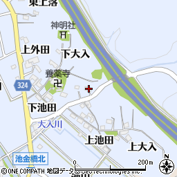 愛知県岡崎市池金町下大入56周辺の地図