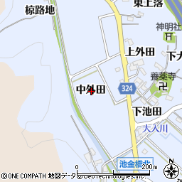 愛知県岡崎市池金町中外田周辺の地図