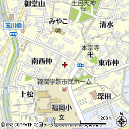 愛知県岡崎市福岡町西市仲周辺の地図