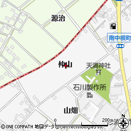 愛知県西尾市南中根町仲山周辺の地図