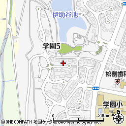兵庫県三田市学園5丁目周辺の地図