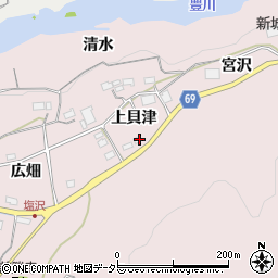 愛知県新城市日吉上貝津周辺の地図