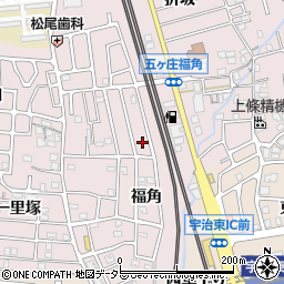 京都府宇治市五ケ庄福角周辺の地図