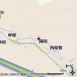 愛知県岡崎市鹿勝川町岡田周辺の地図