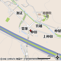 愛知県岡崎市鹿勝川町仲田17周辺の地図