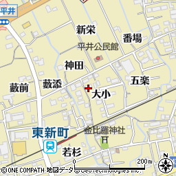 愛知県新城市平井大小周辺の地図