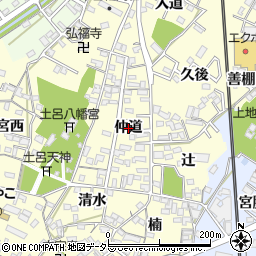 愛知県岡崎市福岡町仲道周辺の地図