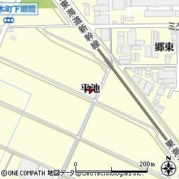 愛知県岡崎市合歓木町（平池）周辺の地図