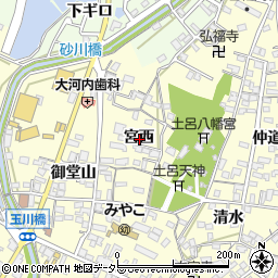 愛知県岡崎市福岡町宮西周辺の地図