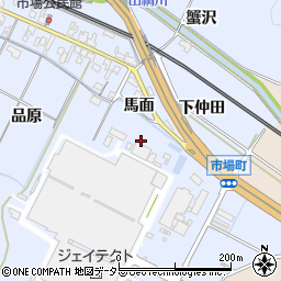 愛知県岡崎市市場町（鍛治屋田）周辺の地図