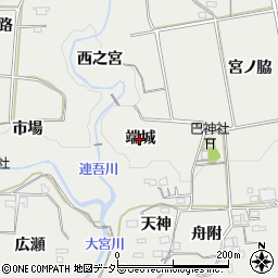 愛知県新城市川路端城周辺の地図