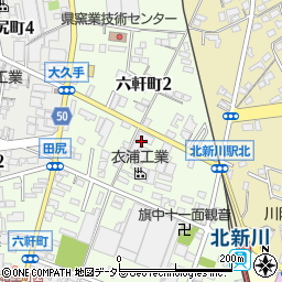 愛知県碧南市六軒町周辺の地図