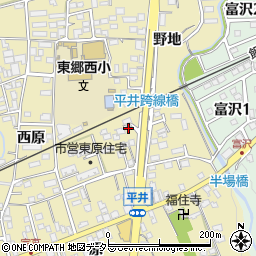 愛知県新城市平井東原2-1周辺の地図