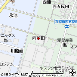愛知県岡崎市在家町向前田周辺の地図