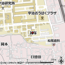京都府宇治市五ケ庄瓦塚周辺の地図