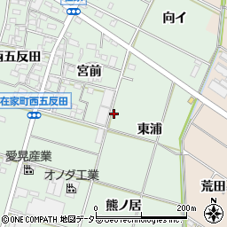 愛知県岡崎市在家町周辺の地図