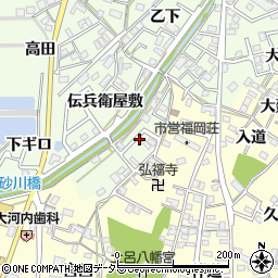 愛知県岡崎市若松町（山下）周辺の地図