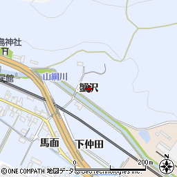 愛知県岡崎市市場町（蟹沢）周辺の地図