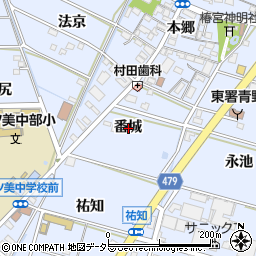 愛知県岡崎市下青野町番城周辺の地図