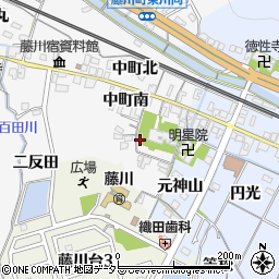 愛知県岡崎市藤川町中町南13周辺の地図