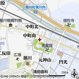 愛知県岡崎市藤川町中町南19周辺の地図