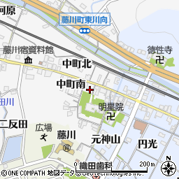 愛知県岡崎市藤川町中町南20周辺の地図