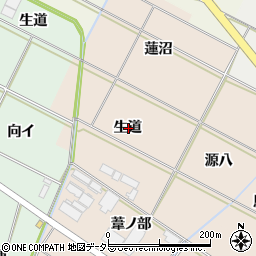 愛知県岡崎市下和田町生道周辺の地図