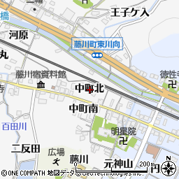 愛知県岡崎市藤川町中町北周辺の地図