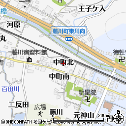 愛知県岡崎市藤川町（中町北）周辺の地図