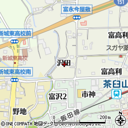 愛知県新城市富永沢田周辺の地図