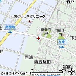 愛知県岡崎市在家町西浦3周辺の地図