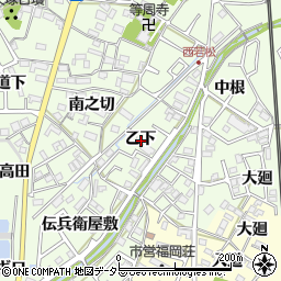 愛知県岡崎市若松町乙下周辺の地図
