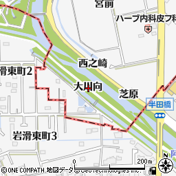 愛知県知多郡阿久比町横松大川向周辺の地図