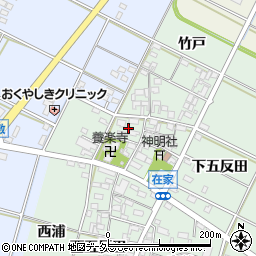 愛知県岡崎市在家町上五反田周辺の地図