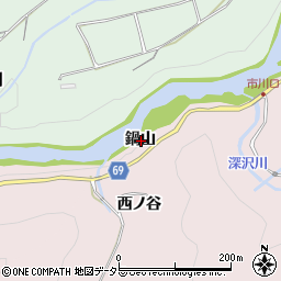愛知県新城市市川鍋山周辺の地図
