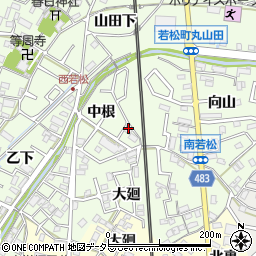 愛知県岡崎市若松町中根20周辺の地図