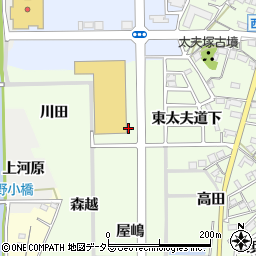 愛知県岡崎市若松町西太夫道下周辺の地図