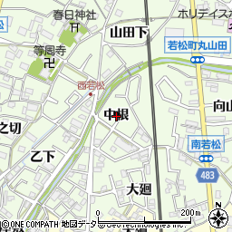愛知県岡崎市若松町中根周辺の地図