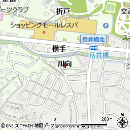 愛知県岡崎市若松町川向周辺の地図