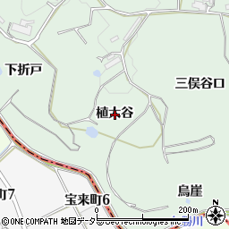 愛知県知多郡阿久比町植大植大谷周辺の地図
