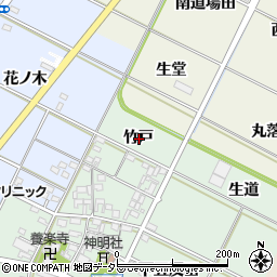 愛知県岡崎市在家町竹戸周辺の地図