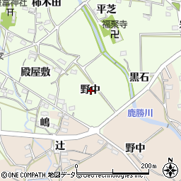愛知県岡崎市牧平町野中周辺の地図