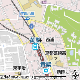 京都府宇治市五ケ庄西浦周辺の地図